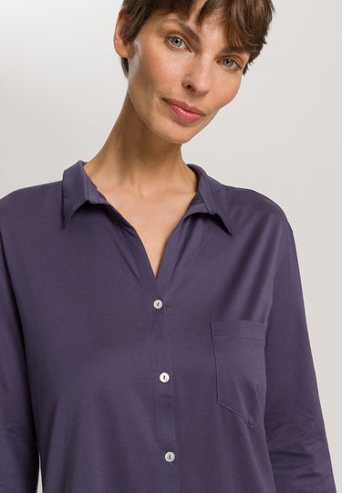 Cotton Deluxe Button Front Cotton Sleep Shirt | Blue Stone 77958-2610